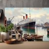 Ankunft des Ozeandampfers im Hafen– Druck auf Leinwand