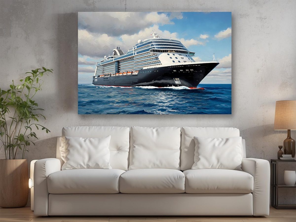 Kreuzfahrtschiff auf hoher See , Druck auf Leinwand,