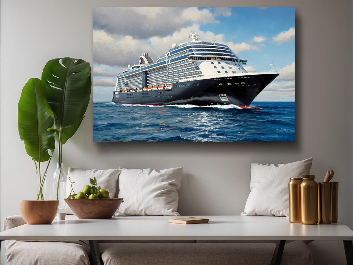 Kreuzfahrtschiff auf hoher See , Druck auf Leinwand,