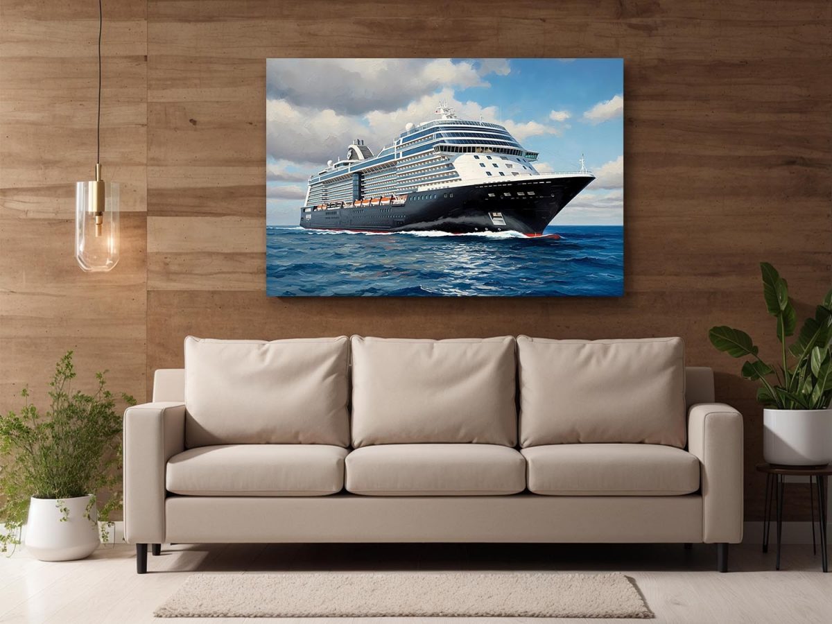Kreuzfahrtschiff auf hoher See , Druck auf Leinwand,