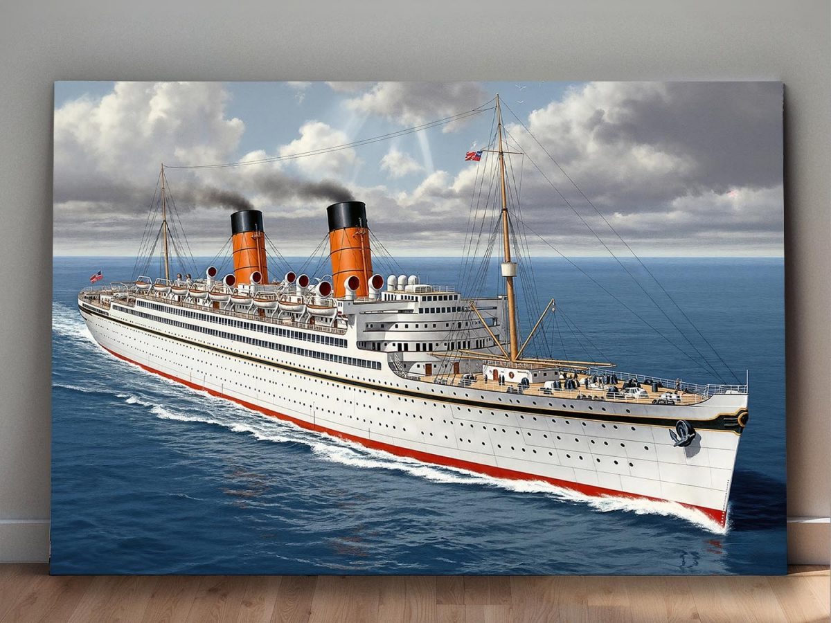 57-688.jpg Historisches Passagierschiff auf hoher See , Druck auf Leinwand,