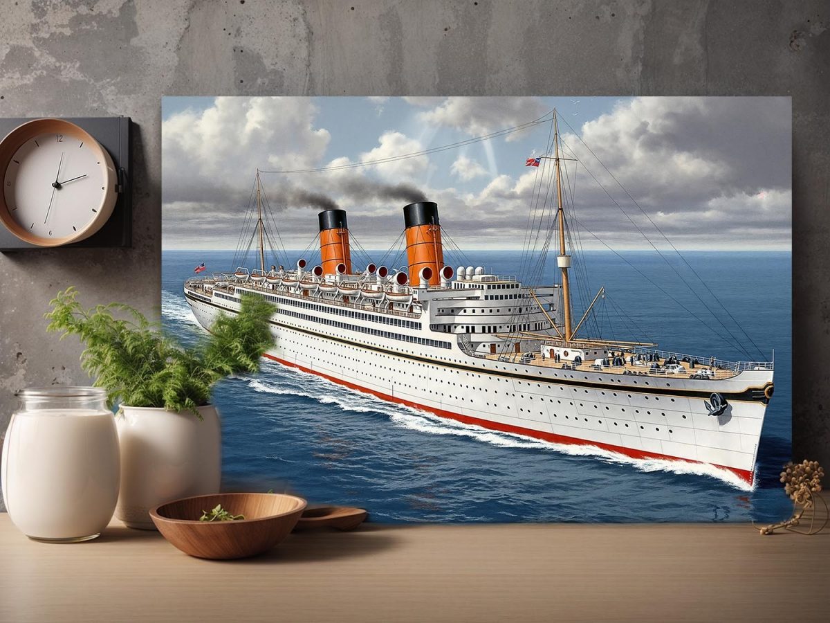 57-692.jpg Historisches Passagierschiff auf hoher See , Druck auf Leinwand,