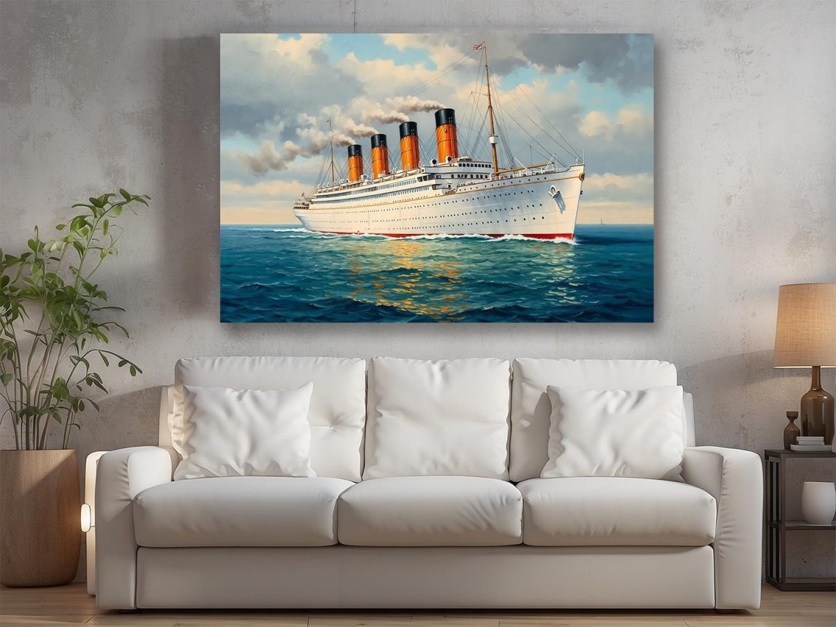 57-704.jpg Historischer Ozeandampfer auf hoher See , Druck auf Leinwand,