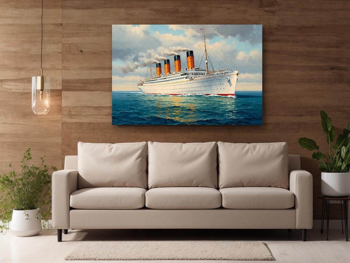 57-706.jpg Historischer Ozeandampfer auf hoher See , Druck auf Leinwand,