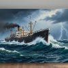 57-733.jpg Dampfschiff im Sturm, Druck auf Leinwand, Frachter, Frachtschiff