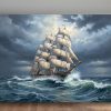 Segelschiff im Sturm , Druck auf Leinwand,