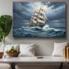 Segelschiff im Sturm , Druck auf Leinwand,
