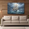 Segelschiff im Sturm , Druck auf Leinwand,