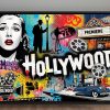 57-788.jpg Pop-Art Druck auf Leinwand „Hollywood“ im Schattenfugenrahmen