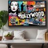 57-790.jpg Pop-Art Druck auf Leinwand „Hollywood“ im Schattenfugenrahmen