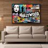 57-791.jpg Pop-Art Druck auf Leinwand „Hollywood“ im Schattenfugenrahmen