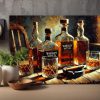 57-124.jpg Whiskyflaschen und Gläser mit Zigarrre , Digital Art, KI