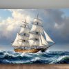 Historisches Segelschiff im Spiel von Wind und Wellen, Druck auf Leinwand