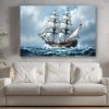 57-131.jpg Historisches Segelschiff in stürmischer See , Digital Art, Druck auf Leinwand