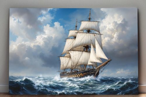 Sturmerprobte Fregatte , Digital Art, Druck auf Leinwand