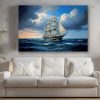 Segelschiff auf hoher See , Digital Art, Druck auf Leinwand