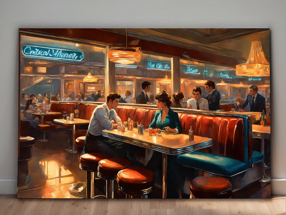 American Diner Szene – wie Ölgemälde, Digital Art, KI Art