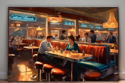 American Diner Szene – wie Ölgemälde, Digital Art, KI Art