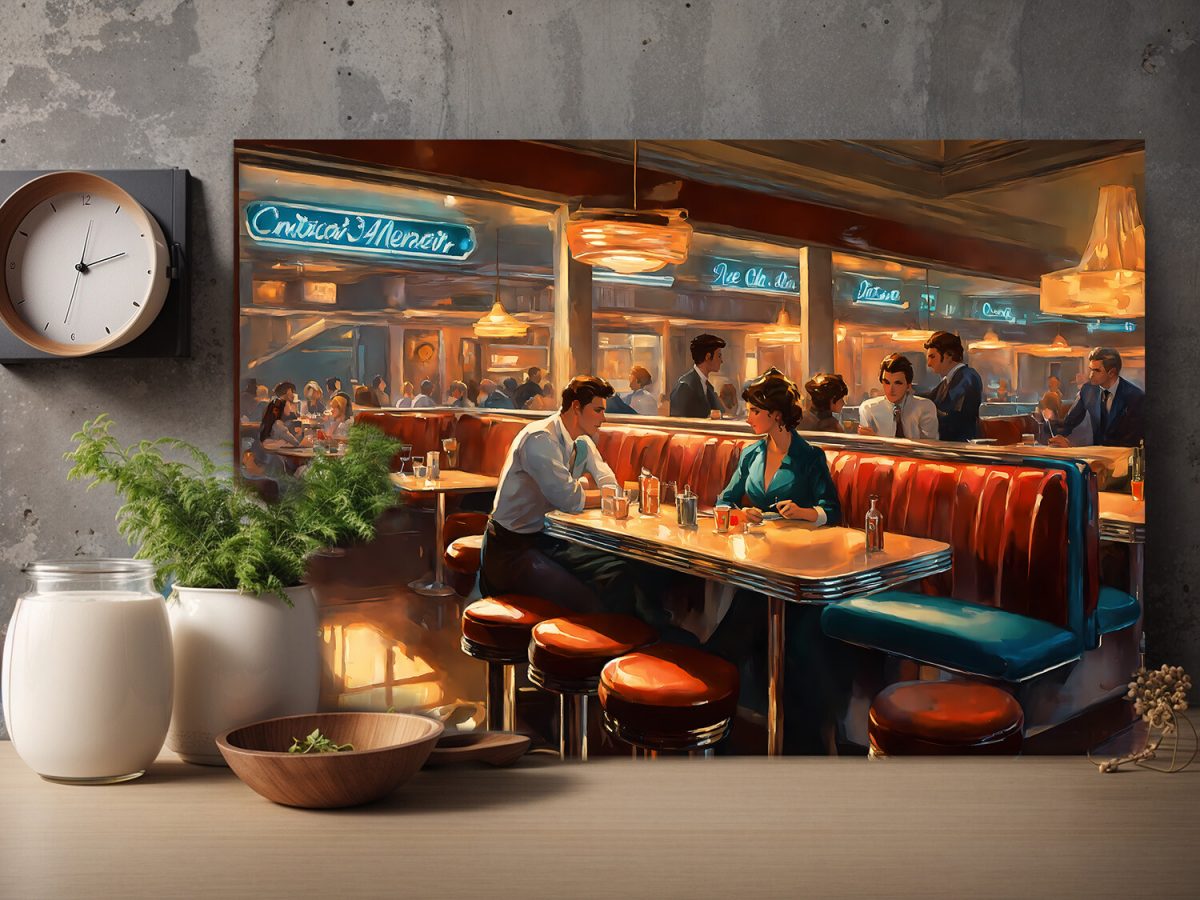 American Diner Szene – wie Ölgemälde, Digital Art, KI Art