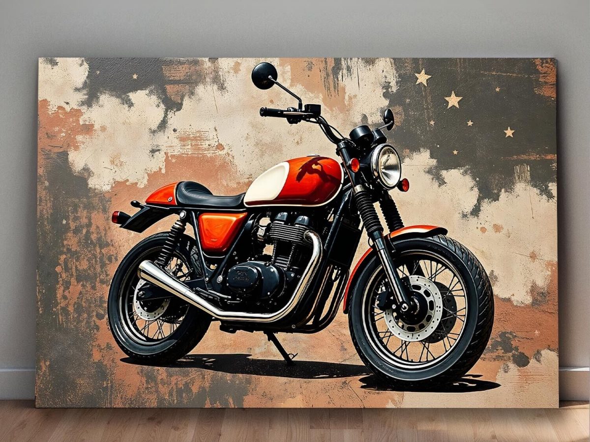 Retro-Motorrad - Druck auf Leinwand