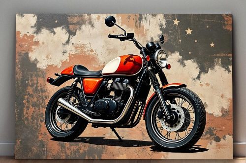 Retro-Motorrad - Druck auf Leinwand