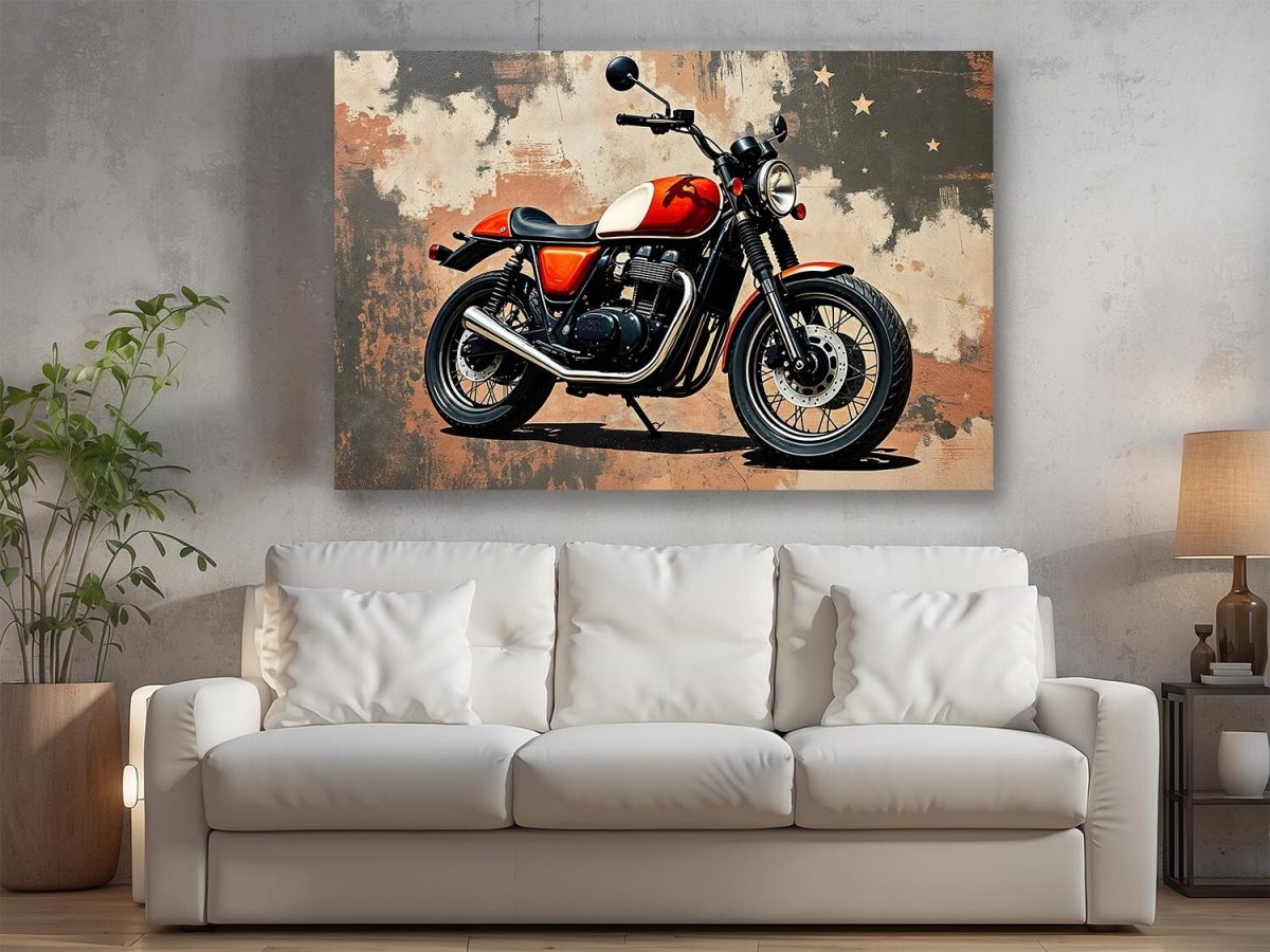 Retro-Motorrad - Druck auf Leinwand