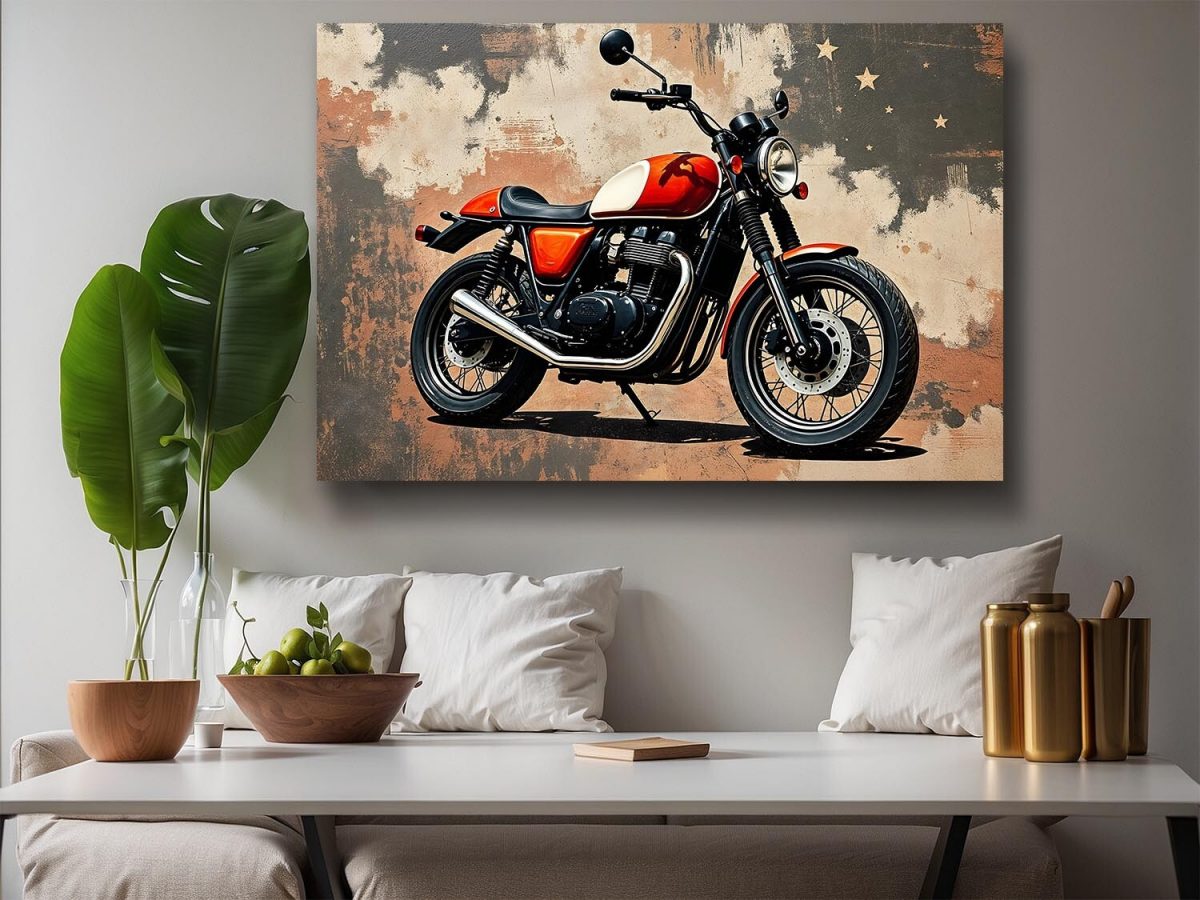 Retro-Motorrad - Druck auf Leinwand