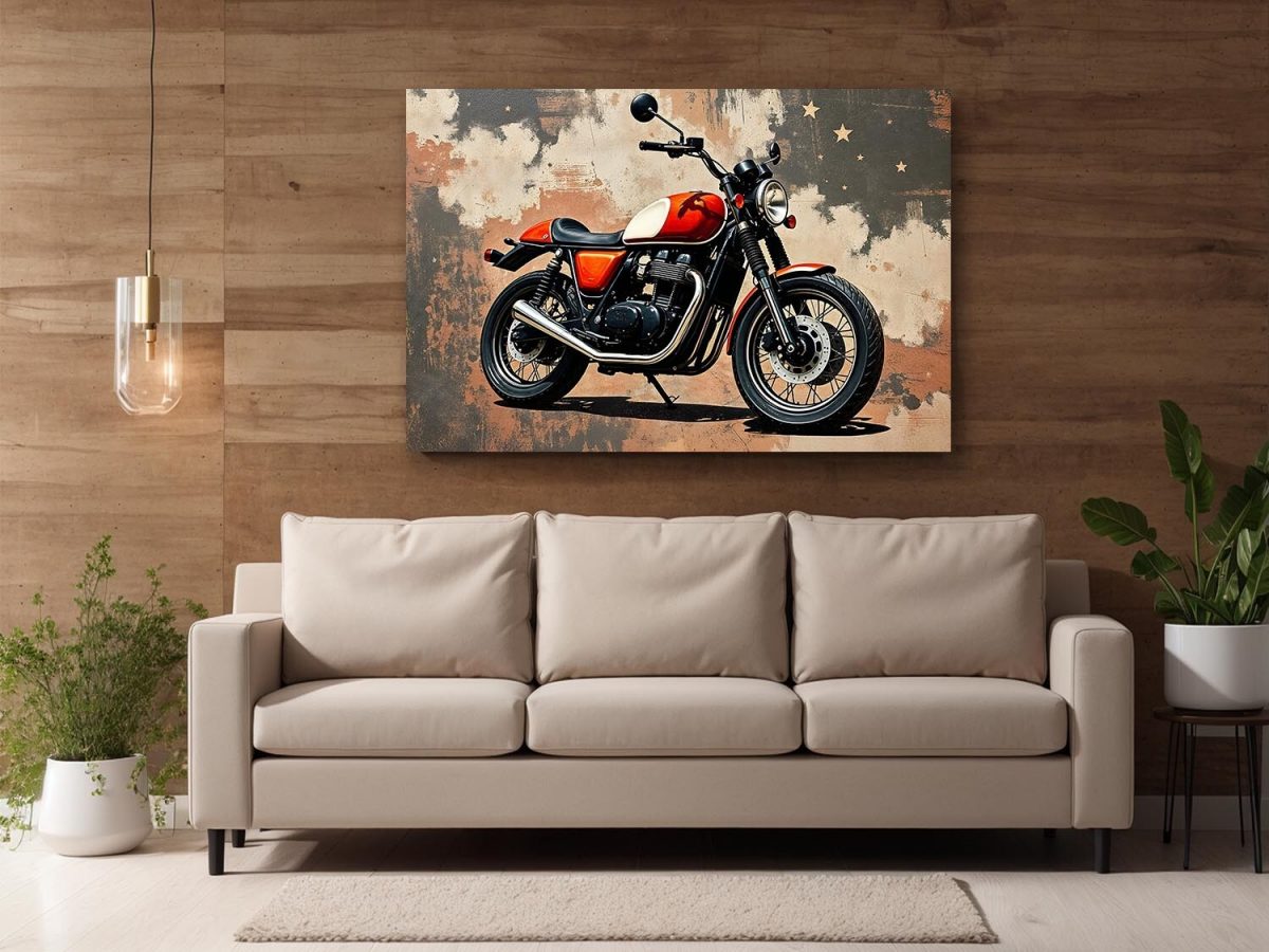 Retro-Motorrad - Druck auf Leinwand