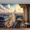 Frühstück in Paris mit Ausblick, Digital Art, KI Art