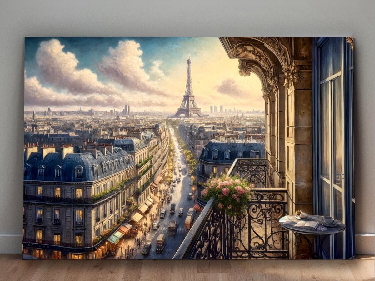 Frühstück in Paris mit Ausblick, Digital Art, KI Art