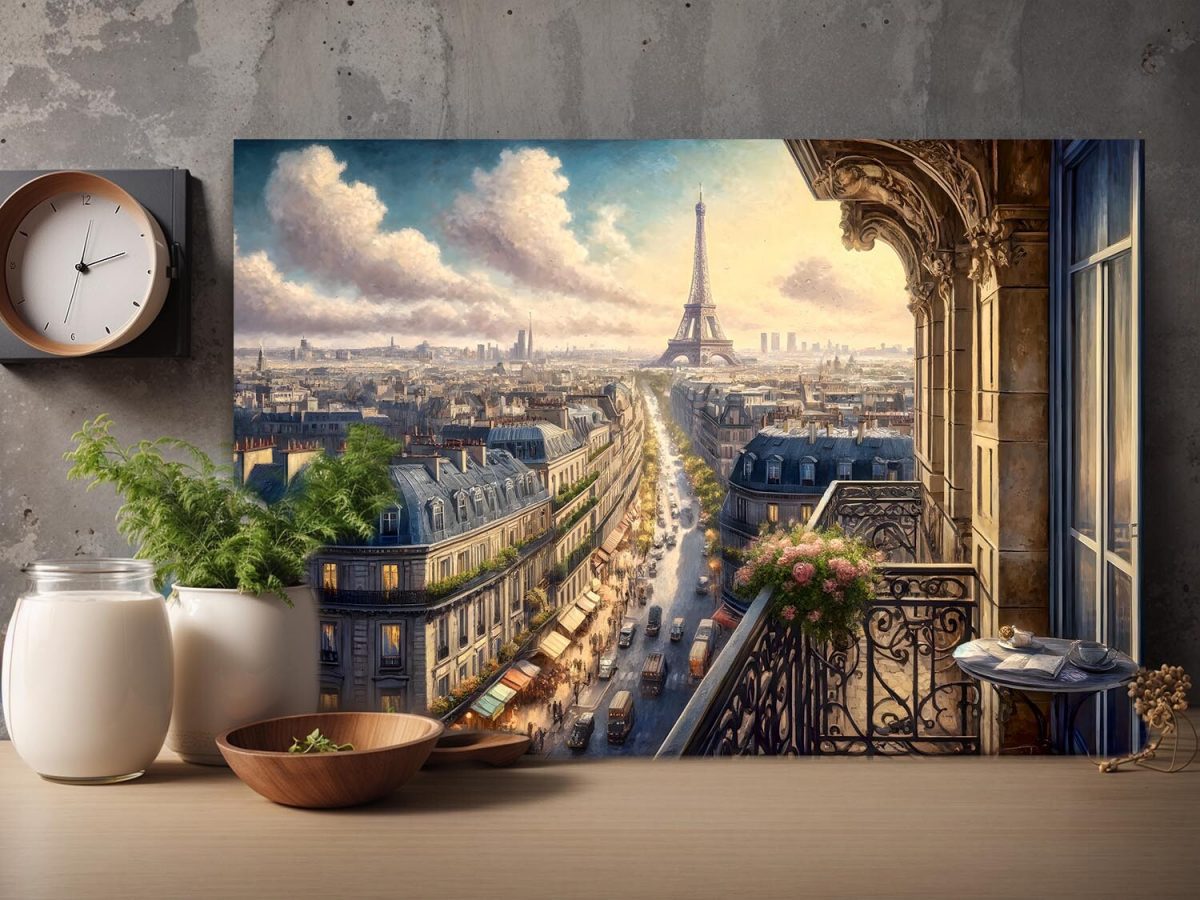 Frühstück in Paris mit Ausblick, Digital Art, KI Art