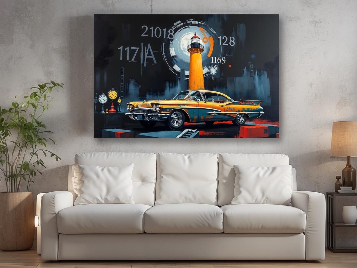 Retro-Futuristische Zeitreise - Druck auf Leinwand