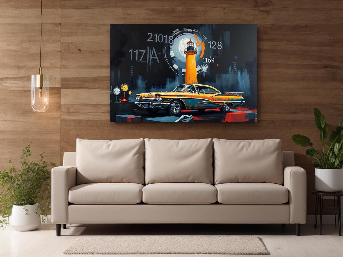 Retro-Futuristische Zeitreise - Druck auf Leinwand