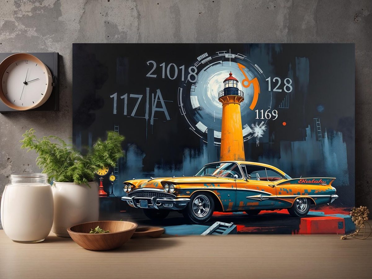 Retro-Futuristische Zeitreise - Druck auf Leinwand