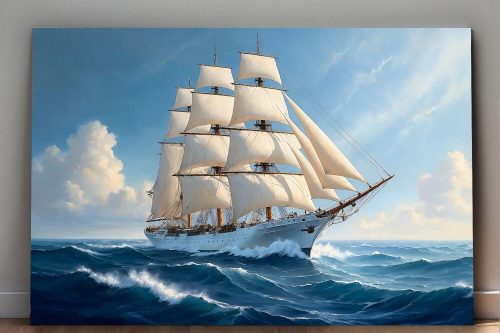 Segelschiff in stürmischer See , Druck auf Leinwand,