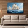 Segelschiff in stürmischer See , Druck auf Leinwand,