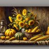 57-250.jpg Stillleben mit Sonnenblumen, Kürbissen und Maiskolben, Digital Art,