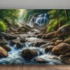 Flusslandschaft mit Wasserfall und Felsen im Wald, Digital Art, KI Art