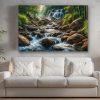 Flusslandschaft mit Wasserfall und Felsen im Wald, Digital Art, KI Art