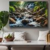 Flusslandschaft mit Wasserfall und Felsen im Wald, Digital Art, KI Art