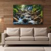 Flusslandschaft mit Wasserfall und Felsen im Wald, Digital Art, KI Art