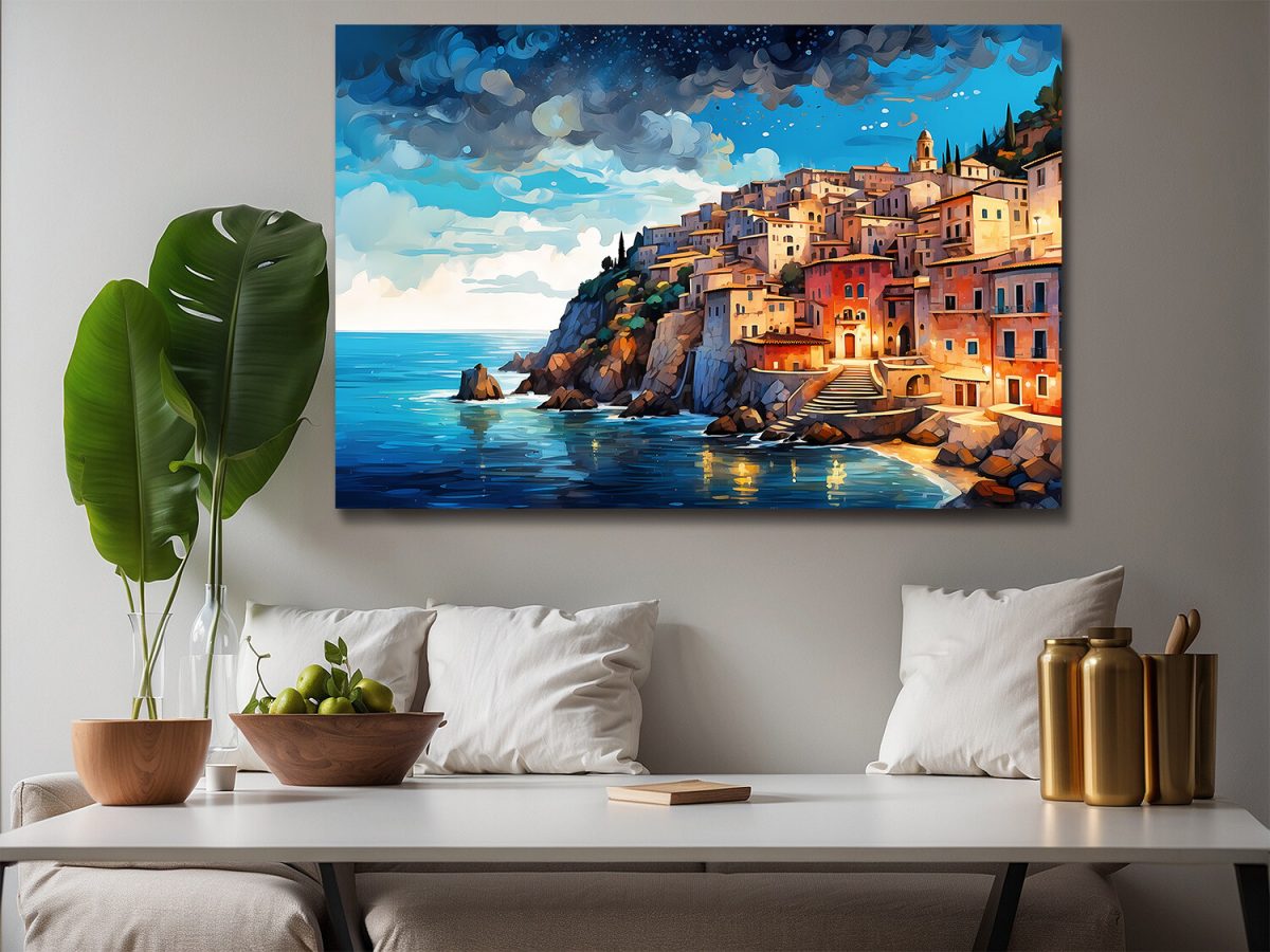 Stadt am Mittelmeer–wie Ölgemälde, Digital Art, KI Art