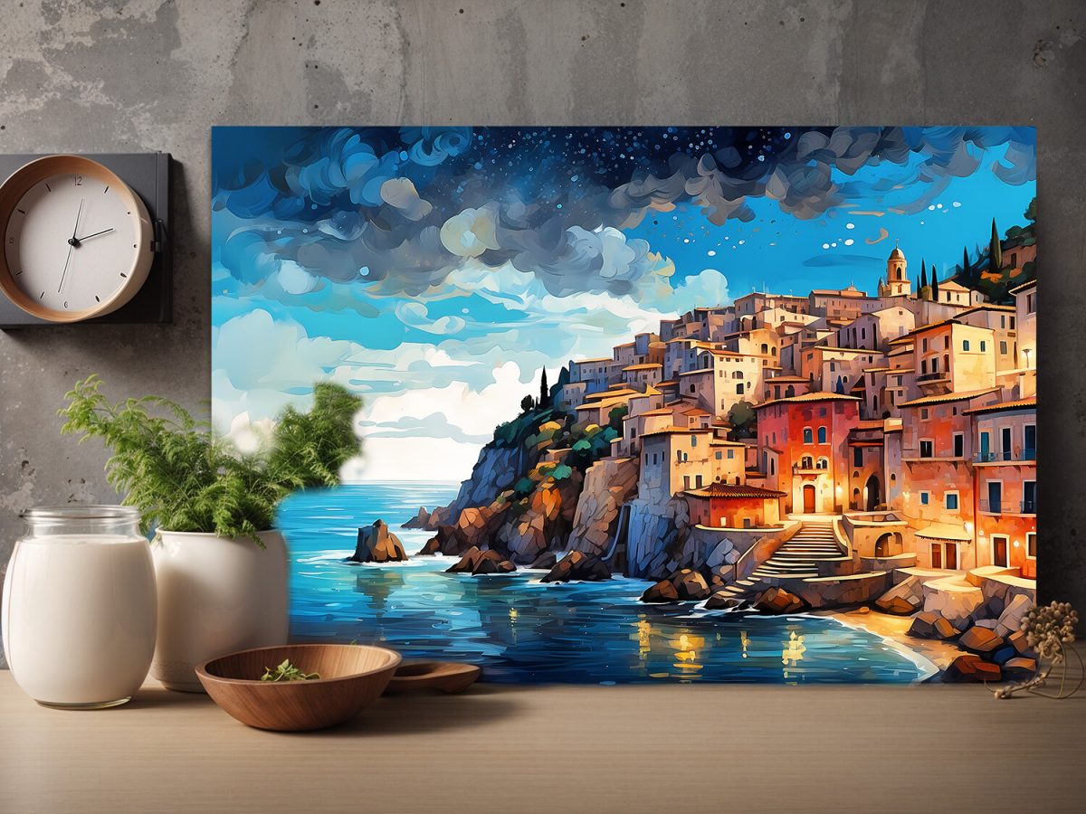 Stadt am Mittelmeer–wie Ölgemälde, Digital Art, KI Art