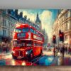 Roter Doppeldeckerbus in London, Digital Art, KI Art