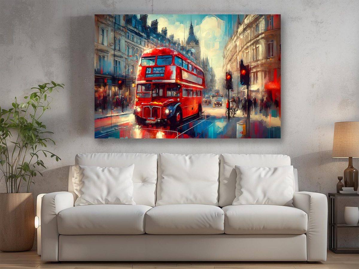 Roter Doppeldeckerbus in London, Digital Art, KI Art