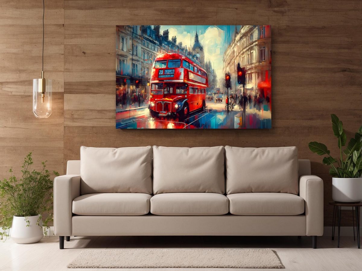 Roter Doppeldeckerbus in London, Digital Art, KI Art