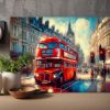 Roter Doppeldeckerbus in London, Digital Art, KI Art