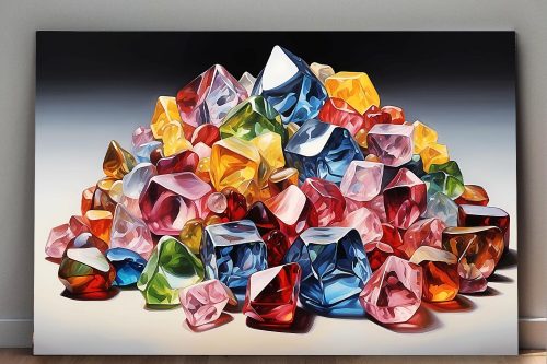 Bunte Edelsteine - Komposition auf Leinwand, Digital Art, KI Art