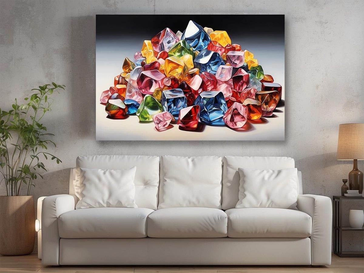 Bunte Edelsteine - Komposition auf Leinwand, Digital Art, KI Art