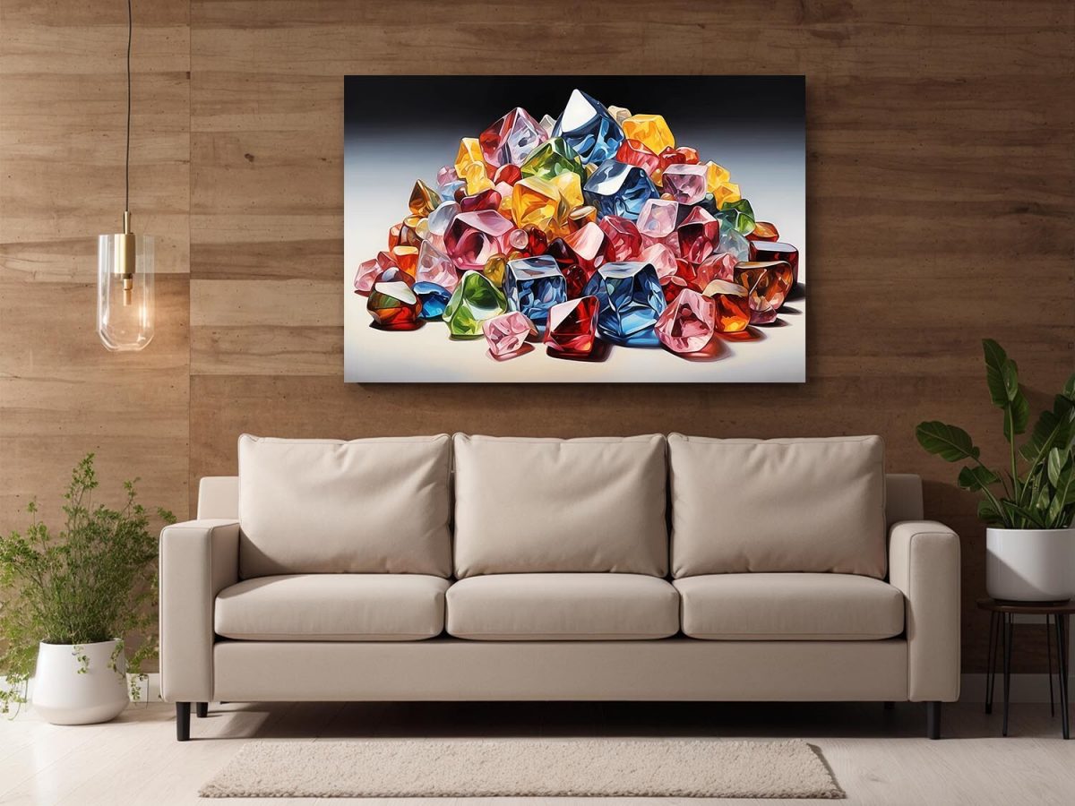 Bunte Edelsteine - Komposition auf Leinwand, Digital Art, KI Art